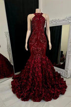 Charming Long Mermaid Sleeveless High Collar Prom Dress by misshow.com