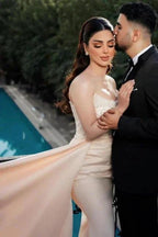 Charming Long Mermaid Strapless Sequined Wedding Dress With Pearls by misshow.com