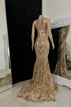 Charming Long Mermaid V-neck Sleeveless Prom Dress With Applique by misshow.com