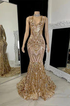 Charming Long Mermaid V-neck Sleeveless Prom Dress With Applique by misshow.com