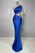 Charming Long Satin Column Mermaid Prom Dress With Beading by misshow.com