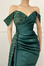 Charming Long Satin Sweetheart Portrait Prom Dresses With Ruched by misshow.com