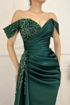 Charming Long Satin Sweetheart Portrait Prom Dresses With Ruched by misshow.com