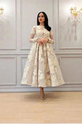 Charming Long Sleeves Floral A-line Evening Dress Ankle Length Party Dress by misshow.com