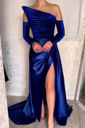 Charming Long Strapless A-Line Split Front Prom Dress With Long Sleeves by misshow.com