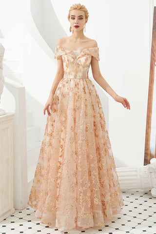 Charming Off Shoulder Aline Princess Dress Tulle Swing Evening Party Dress Quincenera Dress