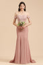 Charming Off the Shoulder Lace Mermaid Party Gown Slim Bridesmaid Dress
