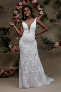 Charming Portrait Sleeveless Lace Mermaid Wedding Dress by misshow.com