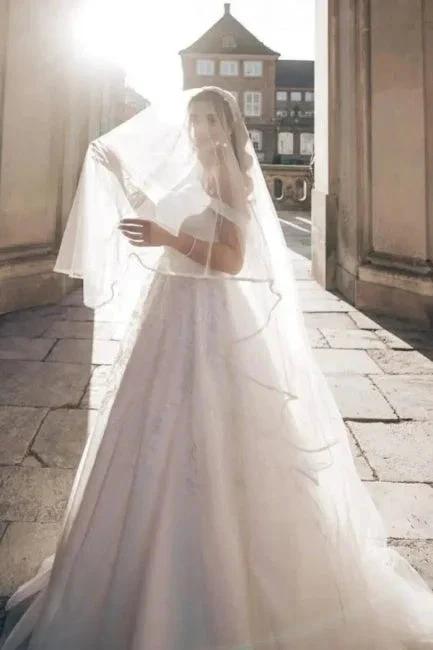 Charming Straps Off the Shoulder Floor Length A-Line Wedding Dress by misshow.com