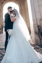 Charming Straps Off the Shoulder Floor Length A-Line Wedding Dress by misshow.com