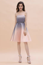 Incantevole abito corto a linea ad A sfumato con scollo a cuore per il ritorno a casa