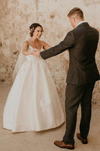 A-Line Straps Floor Length Sleeveless Ivory Wedding Dress WD308 by pgmdress