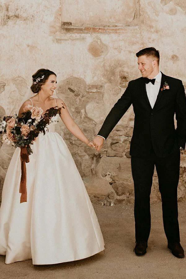 A-Line Straps Floor Length Sleeveless Ivory Wedding Dress WD308 by pgmdress
