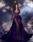 Chic Floor Length Sweetheart Sleeveless Satin Prom Dress with Ruffles by misshow.com