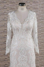 Chic Long Sleeve Appliques Mermaid Elegant Wedding Dresses by misshow.com