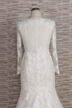 Chic Long Sleeve Appliques Mermaid Elegant Wedding Dresses by misshow.com