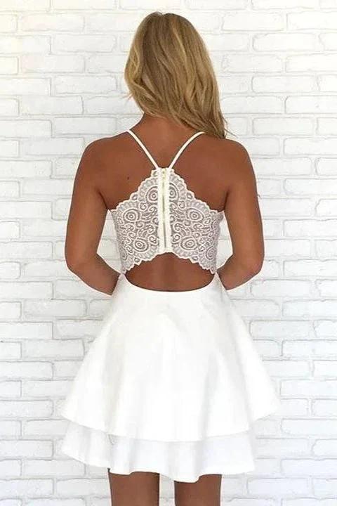 Short Chiffon Layers V-Neck Spaghetti Straps Homecoming Dress by BIZTUNNEL