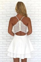 Short Chiffon Layers V-Neck Spaghetti Straps Homecoming Dress by BIZTUNNEL