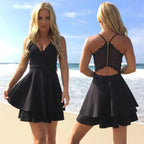 Short Chiffon Layers V-Neck Spaghetti Straps Homecoming Dress by BIZTUNNEL