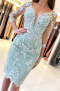 Short Mermaid Off-the-shoulder Lace Prom Dress with Sleeves by BIZTUNNEL
