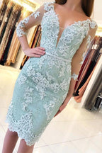 Short Mermaid Off-the-shoulder Lace Prom Dress with Sleeves by BIZTUNNEL