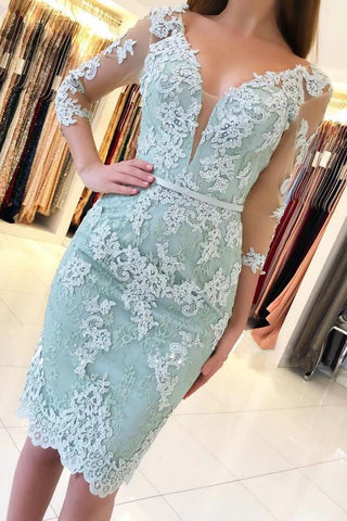 Short Mermaid Off-the-shoulder Lace Prom Dress with Sleeves