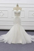 Chic Spaghetti Strap Beading Mermaid Elegant Wedding Dresses by misshow.com