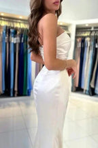 Chic sweetheart sleeveless column satin Evening dresses split front by misshow.com