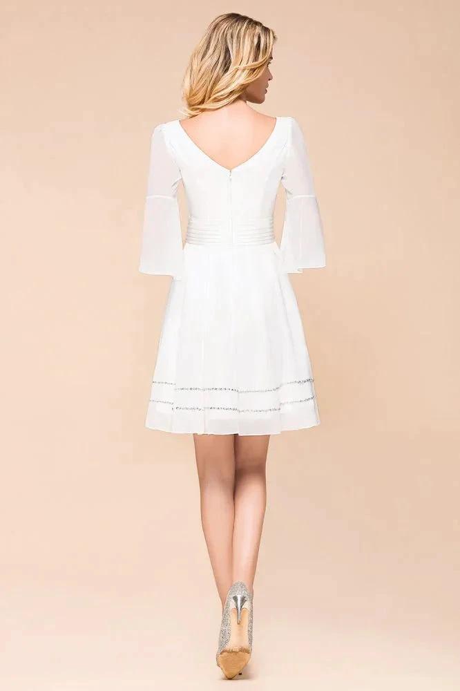 Chiffon Knee Length Simple Daily Casual Dress Beach Bridesmaid Dress by misshow.com