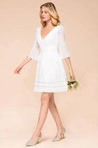 Chiffon Knee Length Simple Daily Casual Dress Beach Bridesmaid Dress by misshow.com