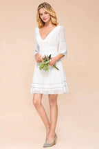 Chiffon Knee Length Simple Daily Casual Dress Beach Bridesmaid Dress by misshow.com