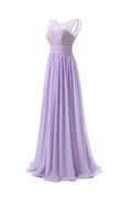 Chiffon Long Prom Dress Scoop Bridesmaid Dress Lace PG 204 by pgmdress