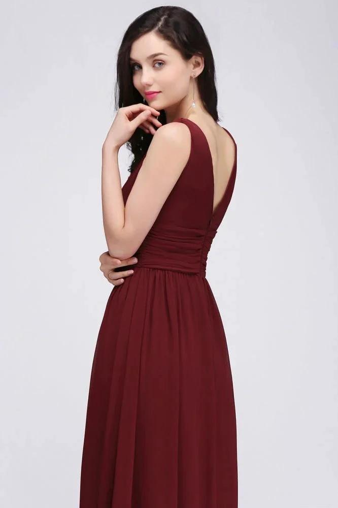 Chiffon V-Neck Floor-length A-line Evening Dresses by misshow.com
