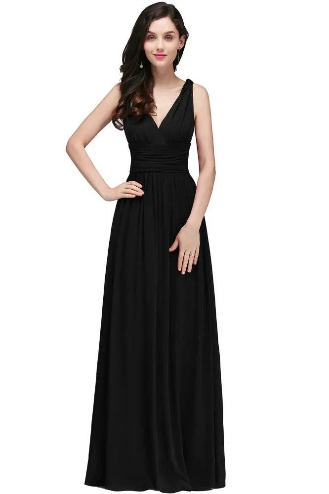 Chiffon V-Neck Floor-length A-line Evening Dresses by misshow.com