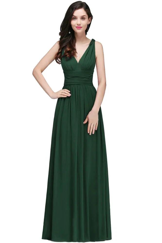Chiffon V-Neck Floor-length A-line Evening Dresses by misshow.com