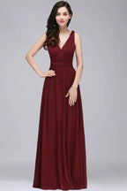 Chiffon V-Neck Floor-length A-line Evening Dresses by misshow.com