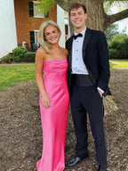 Christabel | Ruched Strapless Pink Long Prom Dress by KissProm