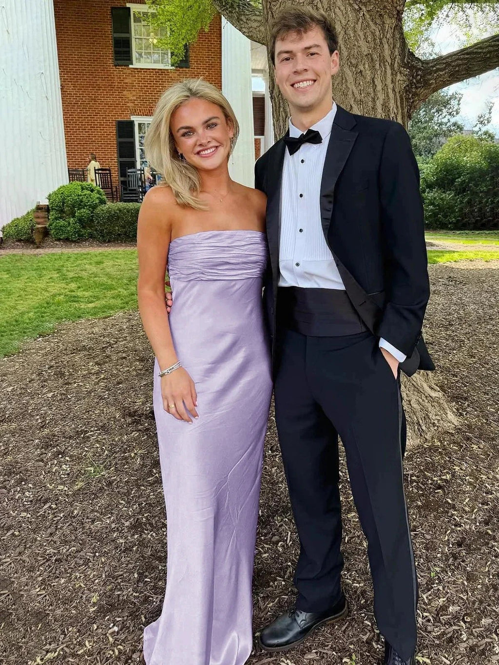 Christabel | Ruched Strapless Pink Long Prom Dress by KissProm