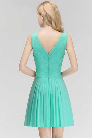 Vestido de cóctel mini clásico con escote en V y estampado floral, sin mangas, de gasa, hasta la rodilla, para regreso a casa
