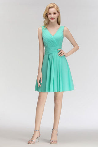 Vestido de cóctel mini clásico con escote en V y estampado floral, sin mangas, de gasa, hasta la rodilla, para regreso a casa