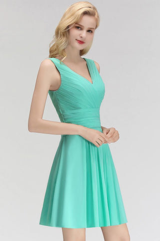 Vestido de cóctel mini clásico con escote en V y estampado floral, sin mangas, de gasa, hasta la rodilla, para regreso a casa