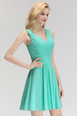 Vestido de cóctel mini clásico con escote en V y estampado floral, sin mangas, de gasa, hasta la rodilla, para regreso a casa