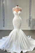 Classy Appliques Lace Tassel Sweetheart Sleeveless Chapel Mermaid Wedding Dresses by misshow.com