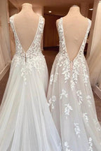 Classy Long A-Line Sweetheart Appliques Lace Open Back Wedding Dress by BIZTUNNEL
