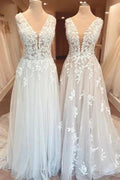 Classy Long A-Line Sweetheart Appliques Lace Open Back Wedding Dress by BIZTUNNEL