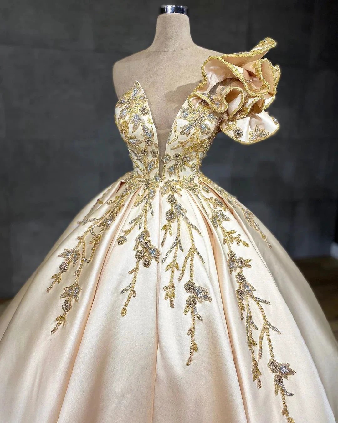 Classy Long A-Line Sweetheart Crystal Satin Ruffles Wedding Dress by BIZTUNNEL