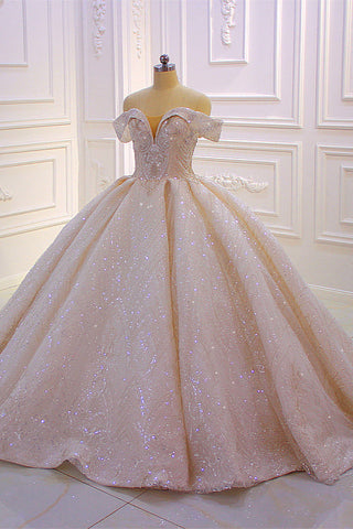 Elegantes, langes, schulterfreies Ballkleid aus Satin mit Pailletten und Perlen