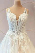 Classy Long Princess Sweetheart Tulle Appliques Lace Wedding Dresses by BIZTUNNEL