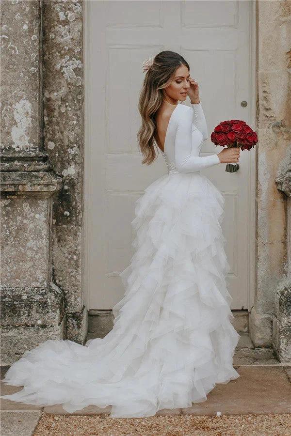 Classy Wedding Dress Sleeveless plit by misshow.com