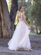 Corset Applique Tulle Floor-Length Prom Dress by Anne of Brittany